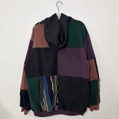 Textured Knit & Patchwork Hoodie