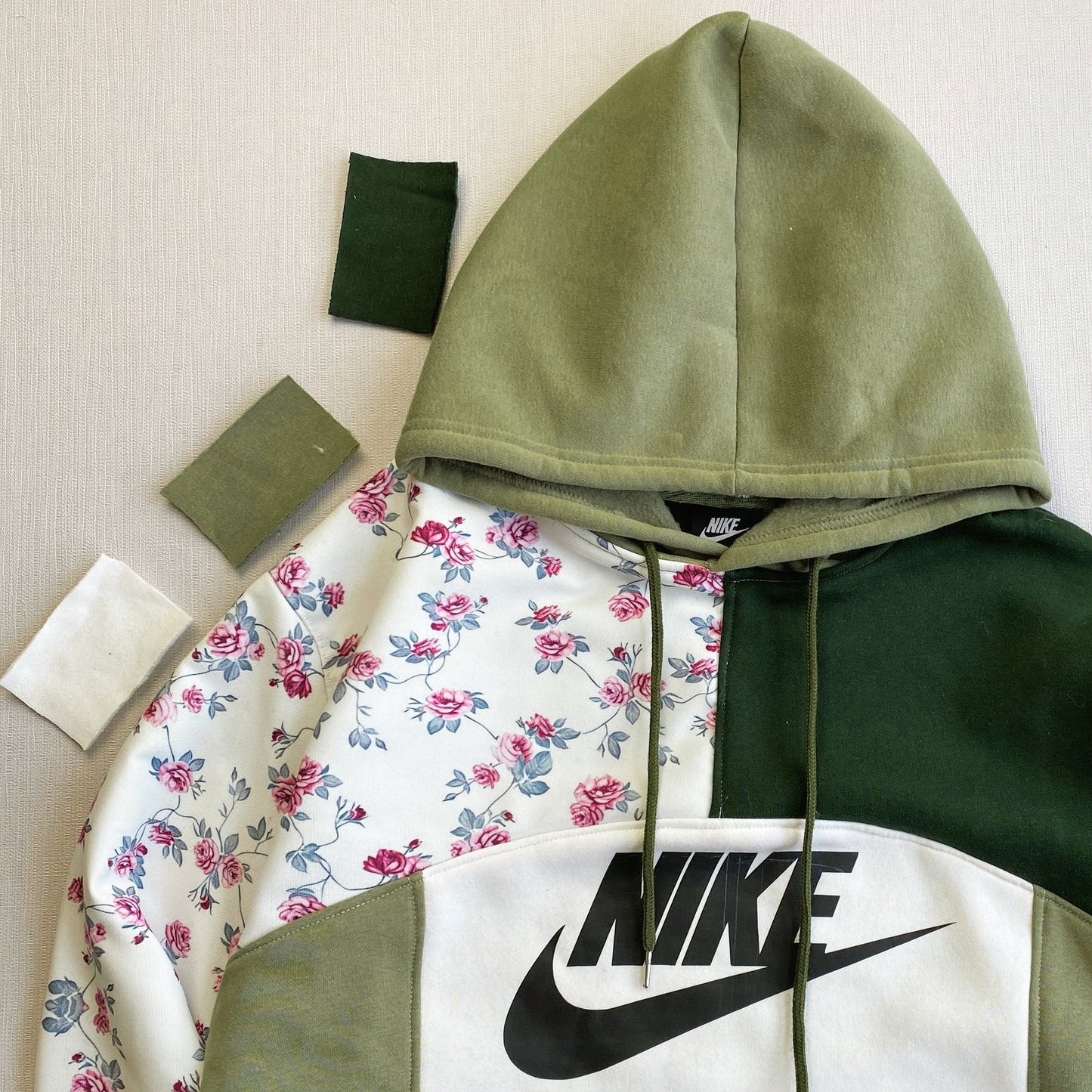 "Olive Garden" 1-of-1 Reworked Floral Hoodie