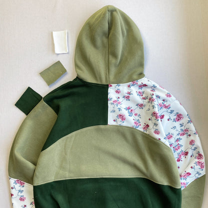 "Olive Garden" 1-of-1 Reworked Floral Hoodie